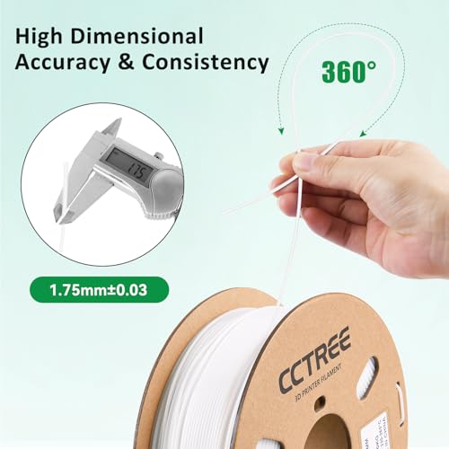 CCTREE PETG 3D Drucker Filament 1,75 mm, Ausgezeichnete Zähigkeit, Maßgenauigkeit +/- 0.03mm, 1kg Spule (2.2lbs), für most FDM 3D Drucker, Weiß – Bild 5