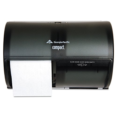 Compact Bathroom Tissue Dispenser - Side by Side Double Roll Smoke Grey