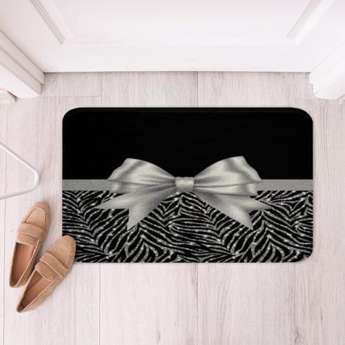 Feelyou Silver Glitter Bath Rug 20x32 Non Slip Mat