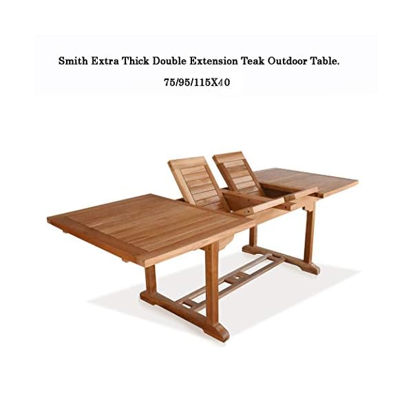   New-11pc-Indonesian-Grade-A-Teak-Outdoor-Dining-Set-Extra-Thick-Rectangle-Double-Extension-Teak-Table-118x40-10-Java-Teak-Stacking-Dining-Chairs-Fine-Sanded-Natural-Finish