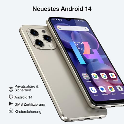 DOOGEE N55 (9GB+128GB) Handy Ohne Vertrag Android 14 Octa Core 6.56" HD+ IPS Display 90Hz Smartphone Ohne Vertrag 5150mAh Akku, 13MP + 8MP Kamera, Dual 4G LTE + 5G Wi Fi Handy Günstig, GPS, OTG, BT5.0 – Bild 3