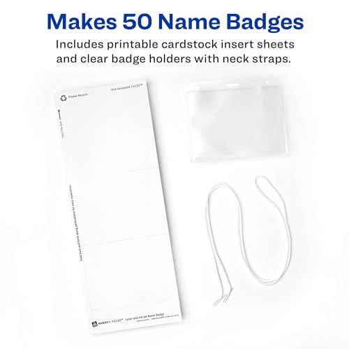 Avery Customizable Name Badges, 3" x 4", Printable Name Tag Inserts, 50 ...