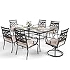 Sophia and william outdoor patio dining set for 6 outdoor table and chairs removable seat cushions 4 fixed chairs 2 swivel patio dining chairs 59 black patio dining table  urban country home decor