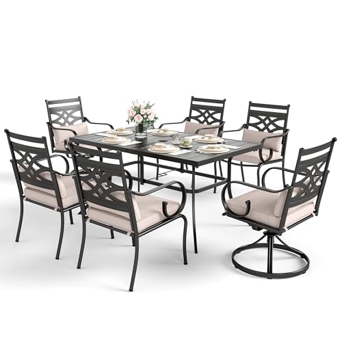 Sophiaandwilliamoutdoorpatiodiningsetfor6outdoortableandchairsremovableseatcushions4fixedchairs2swivelpatiodiningchairs59blackpatiodiningtable Urban Country Home Decor Sophia and william outdoor patio dining set for 6 outdoor table and chairs removable seat cushions 4 fixed chairs 2 swivel patio dining chairs 59 black patio dining table urban country home decor