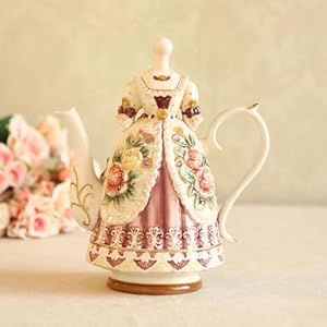 Large Ceramic Teapot and Coffee Pot with Lid, 3D Embossed Victoria Pink Rose Flowers Decorative Teapot Large Ceramic Teapot and Coffee Pot with Lid 3D Embossed Victoria Pink Rose Flowers Decorative Teapot