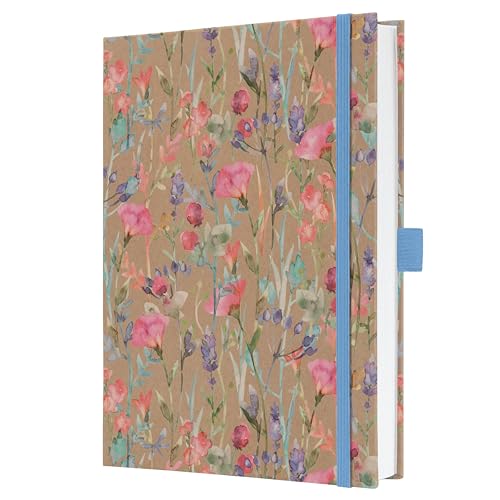 Sigel JN853 Notizbuch Jolie, liniert, dickes 100 g Papier, ca. A5, Hardcover aus Kraftpapier, 192 Seiten, Pure Wildflowers, vegan, aus nachhaltigem Papier