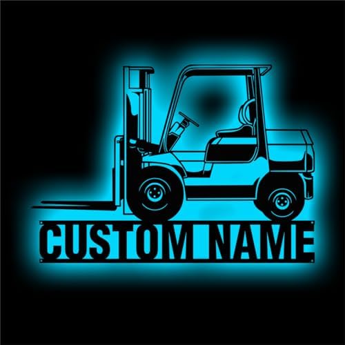 Custom Forklift Metal Wall Art LED Light Sign