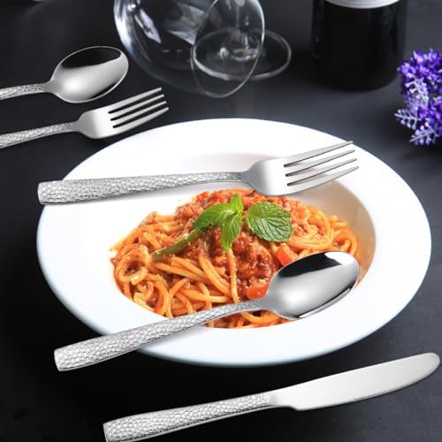 WHIERGGIN 40-Piece Silverware Set Stainless Steel Cutlery Rainbow