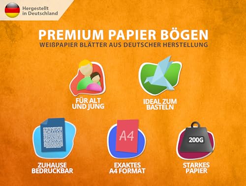 50 Blatt Papier 200g/m² Weiß Matt, PREMIUM PAPIER Reinweiß DIN A4-21 x 29,7 cm - Druckerpapier unbedruckt Digitaldruckpapier, Laserdrucker & Tintenstrahl - Fotopapier - Beidseitig bedruckbar TONKARTON – Bild 4