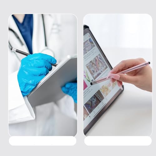 KOBOKO Touchscreen Stift,3 Stück Tablet Stift für Alle Tablets,Handy,2 in 1 Gummi Stylus Touch Pen für IOS/Android/iPad/IPhone,Und die Meisten Unterstützen die Touchscreen-App(Schwarz, Rosa, Silber) – Bild 4