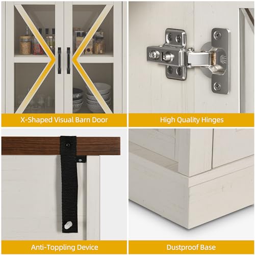 DWVO-66-Kitchen-Pantry-Cabinet-with-Glass-Doors-4-Shelves-Freestanding-Kitchen-Hunch-Tall-Food-Pantry-for-Living-Room-Dining-Room-and-Kitchen-White DWVO 66 Kitchen Pantry Cabinet with Glass Doors 4 Shelves Freestanding Kitchen Hunch Tall Food Pantry for Living Room Dining Room and Kitchen White