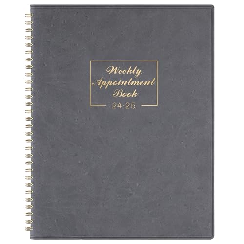 Appointment Book 2024-2025 - July 2024 to June 2025 with Times, Appointment Diary 2024-2025 A4 Week to View Hourly Planner in 15 Minutes, 21.8 x 29 cm, Soft Leather Cover