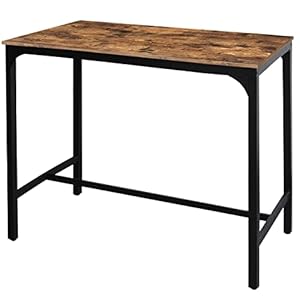 VEIKOU 47 Bar Table Industrial Bar Height Table High Pub Table with Adjustable Legs Tall Table with Sturdy Metal Frame Rustic Brown