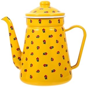 SHOWERORO Enamel Coffee Pot Enamel Tea Pot Enamel on Steel Coffee Pot Coffee Urn Coffee Boiler Chinese Teapot Milk Jug Camping Teapot Turkish Campfire Kettle Household Office Loose Tea