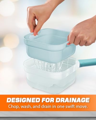 Brigii Vegetable Chopper with 3 Blades and Garlic Plate Grater - Blue