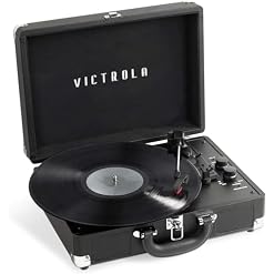 Victrola Journey+ VSC-400SB-BLK-SDF Tourne-Disque Bluetooth en Forme de Valise Noir - Les Beatles, Paul McCartney, John Lennon, RIngo Starr, George Harrison