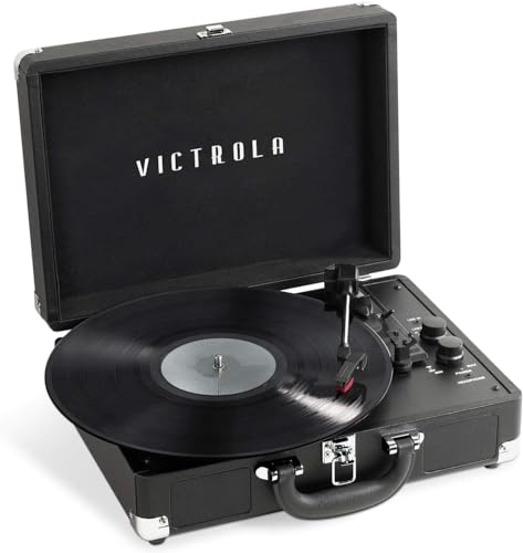 Victrola Journey+ VSC-400SB-BLK-SDF Tourne-Disque Bluetooth en Forme de Valise Noir - Les Beatles, Paul McCartney, John Lennon, RIngo Starr, George Harrison Victrola Journey+ VSC-400SB-BLK-SDF Tourne-Disque Bluetooth en Forme de Valise Noir