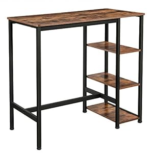 VASAGLE Bar Table with Sturdy Metal Frame Easy Assembly Industrial Design 236 x 429 x 394 inches Rustic Brown