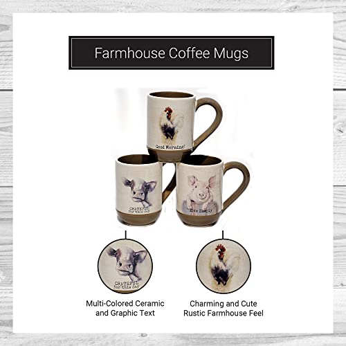 Youngs-Inc-Ceramic-Farmhouse-Coffee-Mugs-6-W-X-4-H-X-4-D-18-Ounce-Coffee-Mug-Set-with-Pig-Cow-and-Rooster-Design Youngs Inc Ceramic Farmhouse Coffee Mugs 6 W X 4 H X 4 D 18 Ounce Coffee Mug Set with Pig Cow and Rooster Design