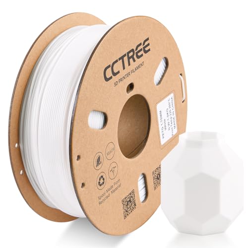 CCTREE PETG 3D Drucker Filament 1,75 mm, Ausgezeichnete Zähigkeit, Maßgenauigkeit +/- 0.03mm, 1kg Spule (2.2lbs), für most FDM 3D Drucker, Weiß