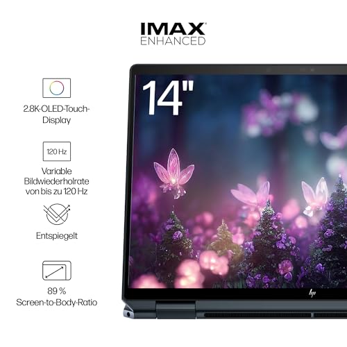 HP Spectre x360 2-in-1 Laptop | 14" 2,8K OLED-Touchdisplay | Intel Ultra 7-155H | 16GB DDR5 RAM | 1TB SSD | Intel Arc Grafik | Win11 | QWERTZ | Blau inkl. USB-C Hub & HP MPP 2.0 Pen – Bild 6