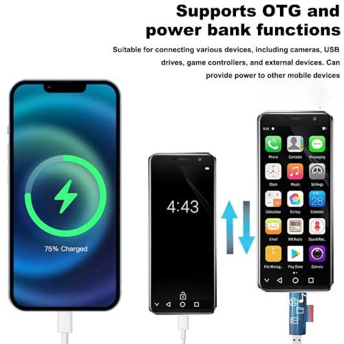 Hipipooo Mini-Smartphone, entsperrt, 4G-Handy, 4,0 Zoll, Dual-SIM, 2600 mAh Akku, 5 MP + 8 MP Kamera, OTG, Gesichtserkennung, Octa-Core Android 12 Backup-Telefon, 4 GB + 128 GB (XS16Pro-Schwarz) – Bild 8