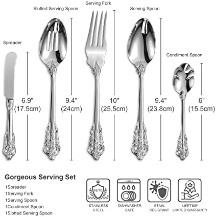 KEAWELL 5-Piece Stainless Steel Hostess Serving Set Dishwasher Safe Elegant Design
