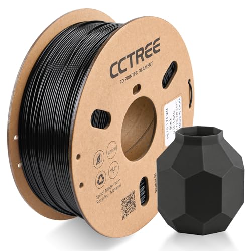 CCTREE PETG 3D Drucker Filament 1,75 mm, Ausgezeichnete Zähigkeit, Maßgenauigkeit +/- 0.03mm, 1kg Spule (2.2lbs), für most FDM 3D Drucker, Schwarz