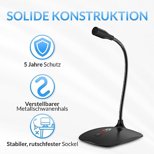 KLIM Talk USB - Standmikrofon PC und Mac - Kompatibel mit jedem Computer - Professionelles USB Mikrofon- High Definition Audio USB Microphone 2024 - Schwarz – Bild 6