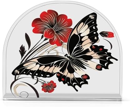 ALAZA Butterfly Napkin Holder with Floral Design 2-Pack