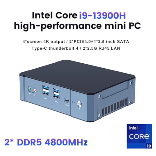 13th Gen 4K Mini Gaming PC Windows 11 Pro, Intel Core i9 13900H, 64GB DDR5 2TB PCIe, Supprt 4 Display, 2* HDMI, DP, Type-C Thunderbolt 4.0, 2 Lans 2.5G TPM2.0, Desktop Computer, WiFi6 BT5.2 – Bild 7