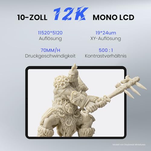 ELEGOO Saturn 3 Resin 3D Drucker, MSLA UV Harz Drucker mit 12K 10 Zoll Monochrom LCD, Luftreiniger und Displayschutzfolie, 218,88 x 122,88 x 250 mm³ Größere Druckgröße – Bild 3