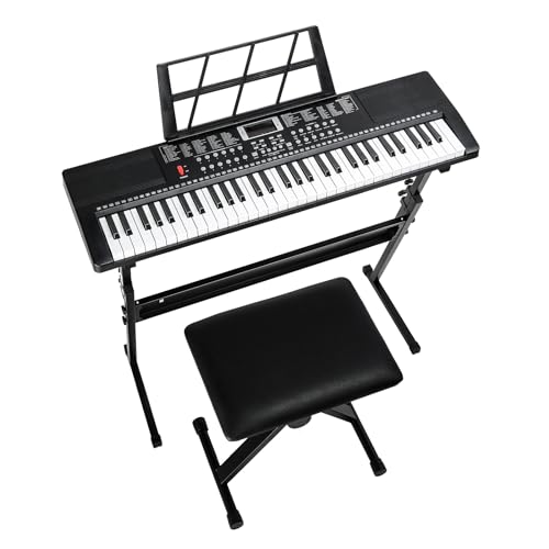 LEADZM Clavier Piano 61 Touches, Piano Numérique avec Support de Clavier, Banc de Piano, Pupitre, Casque, Microphone, Écran LED, 3 Modes D’apprentissage pour Débutants - Les Beatles, Paul McCartney, John Lennon, RIngo Starr, George Harrison LEADZM Clavier Piano 61 Touches, Piano Numérique avec Support de Clavier, Banc de Piano, Pupitre, Casque, Microphone, Écran LED, 3 Modes D'apprentissage pour Débutants