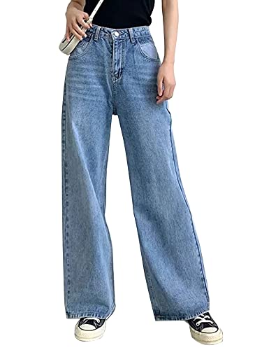 HDLTE Women Ripped Boyfriends Jeans Distressed High Waist Baggy Denim Pants Wide Leg Straight Trousers Y2k Streetwear Pants…