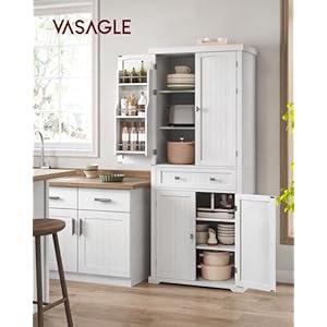 VASAGLE Pantry Cabinet, 15.7 x 30 x 71.7 Inches, Freestanding Tall Cupboard Storage Cabinet with a Drawer, 2 Cabinets, 4 Adjustable Shelves, 6 Door Shelves, Living Room, Kitchen, White UBBC561P31V2 VASAGLE Pantry Cabinet 157 x 30 x 717 Inches Freestanding Tall Cupboard Storage Cabinet with a Drawer 2 Cabinets 4 Adjustable Shelves 6 Door Shelves Living Room Kitchen White UBBC561P31V2