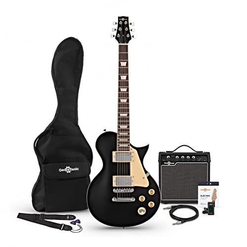 Taille standard Guitare électrique noire adulte kit de démarrage pour débutant avec ampli - Les Beatles, Paul McCartney, John Lennon, RIngo Starr, George Harrison Taille standard Guitare électrique noire adulte kit de démarrage pour débutant avec ampli