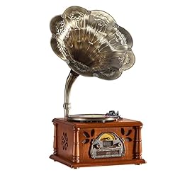 YTGDBDG Tourne-Disque rétro, Tourne-Disque Gramophone rétro avec Haut-parleurs sans Fil, Tourne-Disque Vintage, Lecteur/Radio FM/US - Les Beatles, Paul McCartney, John Lennon, RIngo Starr, George Harrison