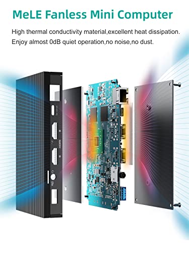 MeLE Mini PC, Quieter3Q Celeron N5105 8GB 256GB Windows 11 Pro Micro Computer Lüfterlose Kleine Desktop mit Gigabit Ethernet WiFi 6, BT 5.2, PXE, Dual 4K HDMI, VESA für Büro/Studium/Home – Bild 7