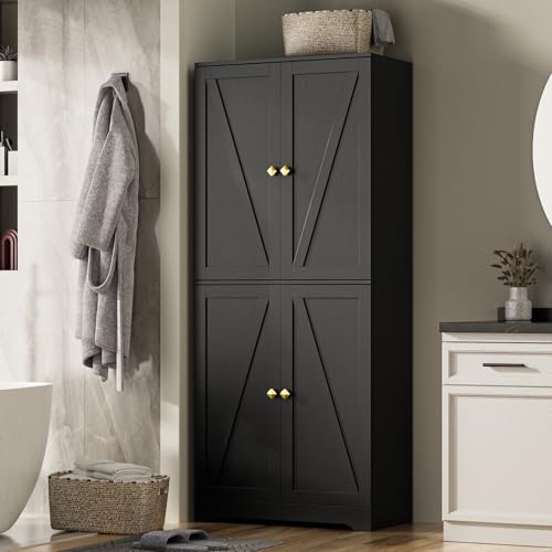 LYNSOM-Farmhouse-Pantry-Cabinet-Kitchen-Pantry-Storage-Cabinet-with-Barn-Doors-72-Tall-Kitchen-Pantry-with-Adjustable-Shelves-Black-Storage-Cabinet-for-Kitchen-Dining-Room-Black LYNSOM Farmhouse Pantry Cabinet Kitchen Pantry Storage Cabinet with Barn Doors 72 Tall Kitchen Pantry with Adjustable Shelves Black Storage Cabinet for Kitchen Dining Room Black