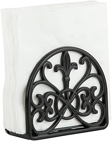 Fleur De Lis Design Napkin Holder Black