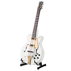 Guitare électrique Miniature Blanche de 7 Pouces, Artisanat de Haute qualité avec Support Réglable, D’anniversaire de Noël pour les Enfants ou les Amis Musiciens, Matériau en - Les Beatles, Paul McCartney, John Lennon, RIngo Starr, George Harrison