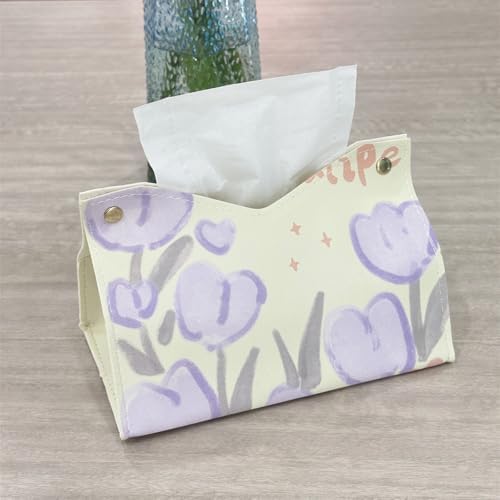 Zest Purple Tulip Tissue Box Beautiful Leather Tissue Box Design Luxurious Napkin Organizer