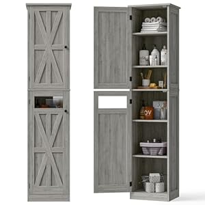   Vabches-Tall-Bathroom-Cabinet-Slim-Bathroom-Storage-Cabinet-with-Adjustable-Shelves-and-2-Doors-Narrow-Floor-Storage-Cabinet-for-Bathroom-Kitchen-Living-Room-Rustic-Grey