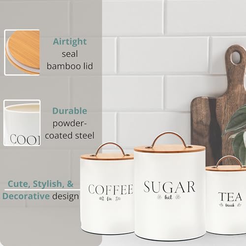 DLifeful-Tea-Coffee-Sugar-Canister-Set-3pc-Airtight-Canister-Sets-for-Kitchen-Counter-Farmhouse-Containers-for-the-Kitchen-Decorative-Countertop-storage-with-Airtight-Lid-for-Freshness-White DLifeful Tea Coffee Sugar Canister Set 3pc Airtight Canister Sets for Kitchen Counter Farmhouse Containers for the Kitchen Decorative Countertop storage with Airtight Lid for Freshness White