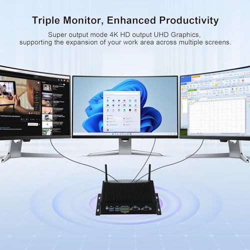 WEIDIAN Mini PC Lüfterlos, Lüfterloser PC Core i7 10810U Industrie Mini PC Win 11 Pro Mini Computer Dual HD DP GPIO WiFi BT RS232 i7 Mini Desktop PC Industrie PC Wake On LAN 16GB RAM 512GB SSD – Bild 5