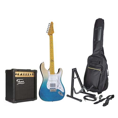 J & D ST Flame + Ma15 – Pack guitare electrique-Set - Les Beatles, Paul McCartney, John Lennon, RIngo Starr, George Harrison J & D ST Flame + Ma15 - Pack guitare electrique-Set