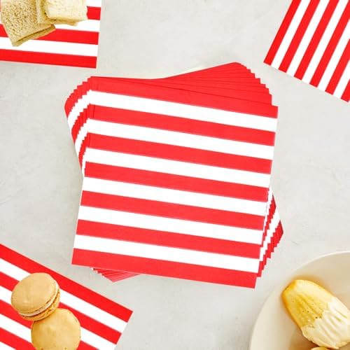 Bundled Up for Perfect Parties - 25 Pcs Red White Striped Party Supplies Set