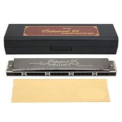 Professional Mouthorgan, Harmonica Diatonic Harp 1.2mm Plaque de base en laiton Polyphonique 24 trous Bonne résistance à l’eau Bonne étanchéité à l’air Prononciation nette(Clé D noire) - Les Beatles, Paul McCartney, John Lennon, RIngo Starr, George Harrison
