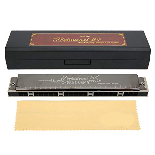Professional Mouthorgan, Harmonica Diatonic Harp 1.2mm Plaque de base en laiton Polyphonique 24 trous Bonne résistance à l’eau Bonne étanchéité à l’air Prononciation nette(Clé D noire) - Les Beatles, Paul McCartney, John Lennon, RIngo Starr, George Harrison Professional Mouthorgan, Harmonica Diatonic Harp 1.2mm Plaque de base en laiton Polyphonique 24 trous Bonne résistance à l'eau Bonne étanchéité à l'air Prononciation nette(Clé D noire)