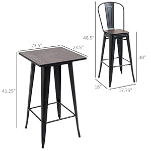 Homcom3pieceindustrialdiningtablesetbarheightbartableandchairssetwithfootrestsforbistropubblackandbrown Urban Country Home Decor Homcom 3 piece industrial dining table set bar height bar table and chairs set with footrests for bistro pub black and brown urban country home decor
